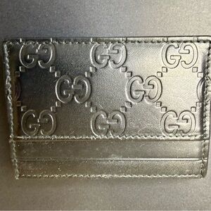 Gucci Black Leather Card Holder with silver clip